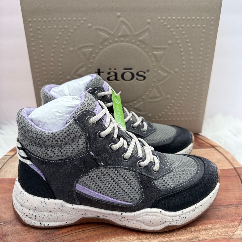 Taos Advance Mid Women 7 Graphite Lavender NEW Suede Mesh Speckled Sneaker